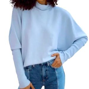 French Connection Women's Blue Funnel Neck Pullover Sweater
